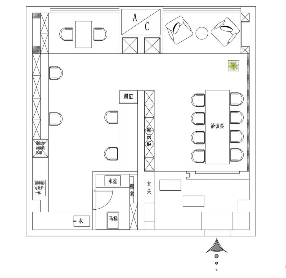 本案是工作室的自有项目，自由和格调尤为突出，把精神内核构造为一棵不停生长的树，围而合墅，生生不息。